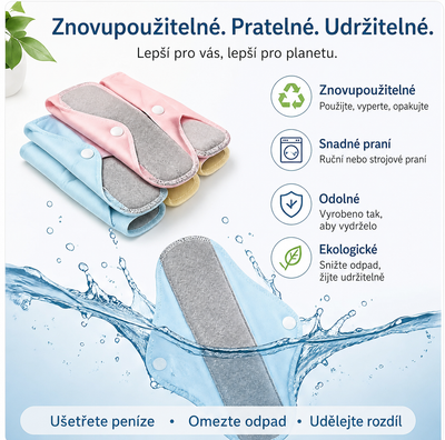 Rosia pratelné menstruační vložky – znovupoužitelné, pratelné v pračce, udržitelné